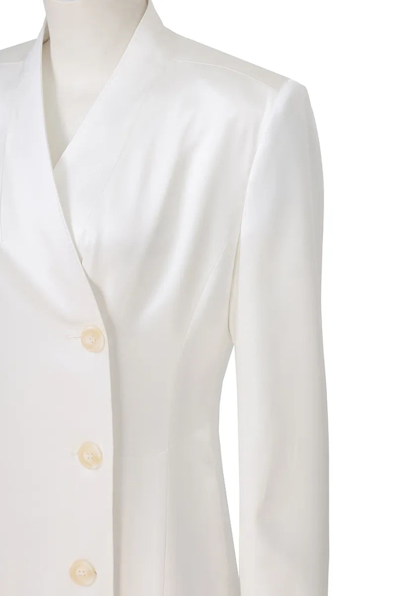 Vintage shawl-collar, wrap-front long coat