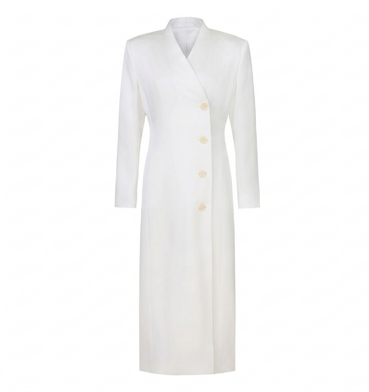 Vintage shawl-collar, wrap-front long coat